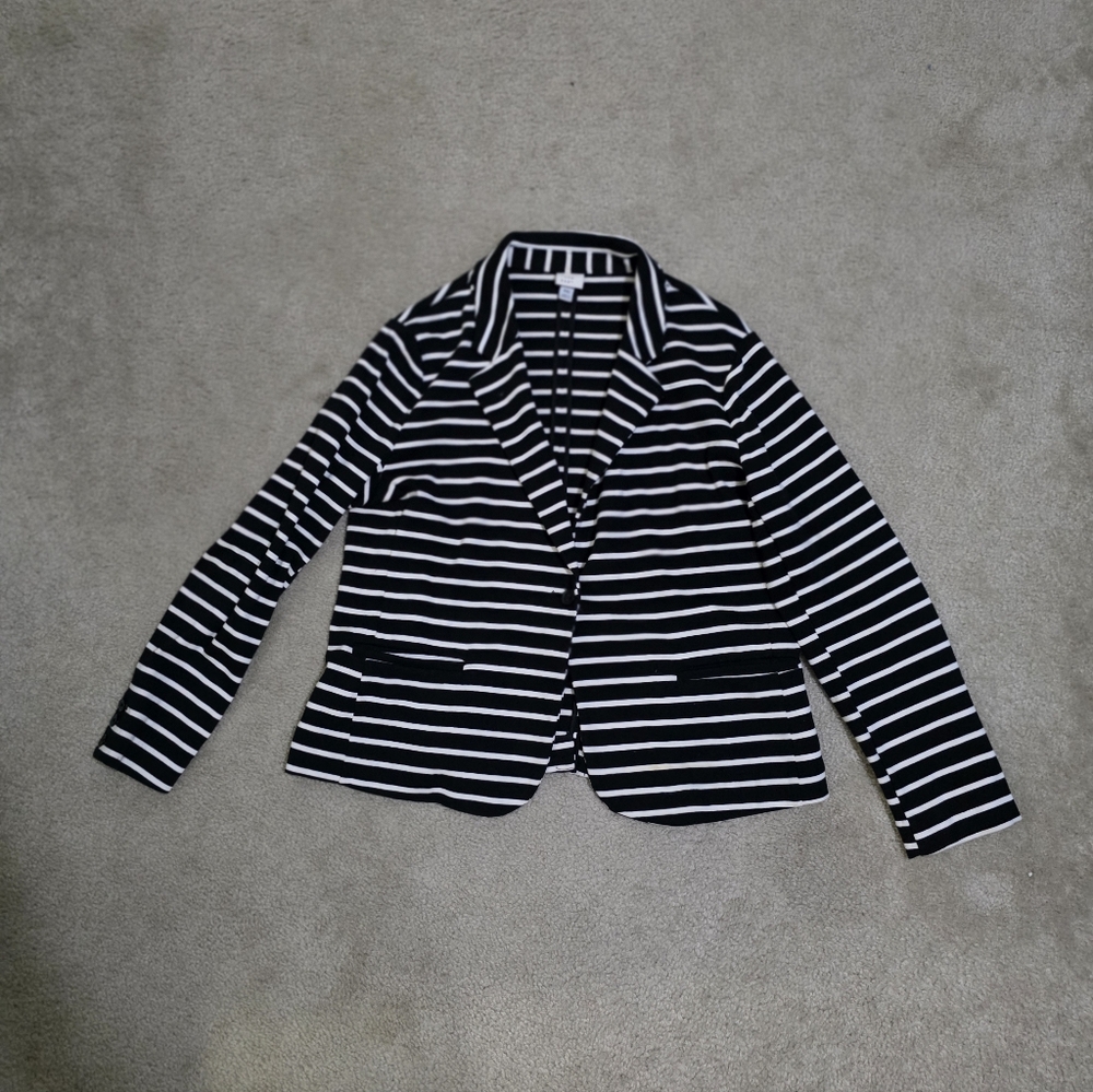 a new day Black and White Striped Blazer